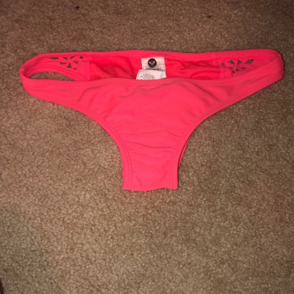 Roxy hot pink laser cut cheeky bikini bottoms